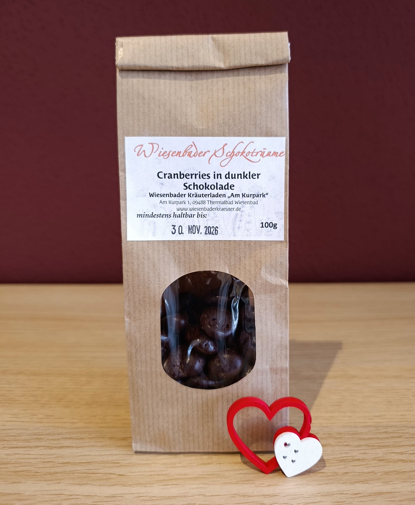 Cranberries in dunkler Schokolade