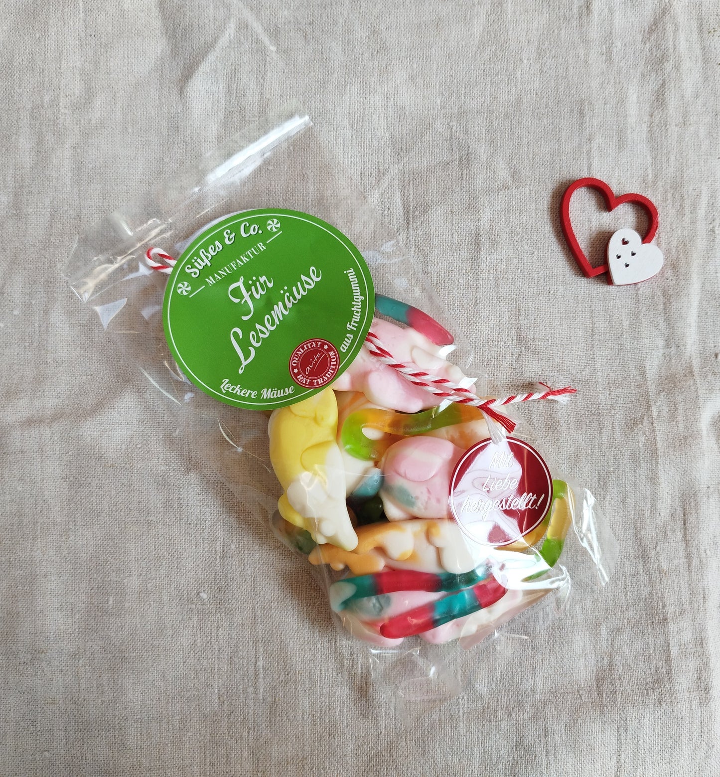 Leckere Mäuse aus Fruchtgummi "Für Lesemäuse"