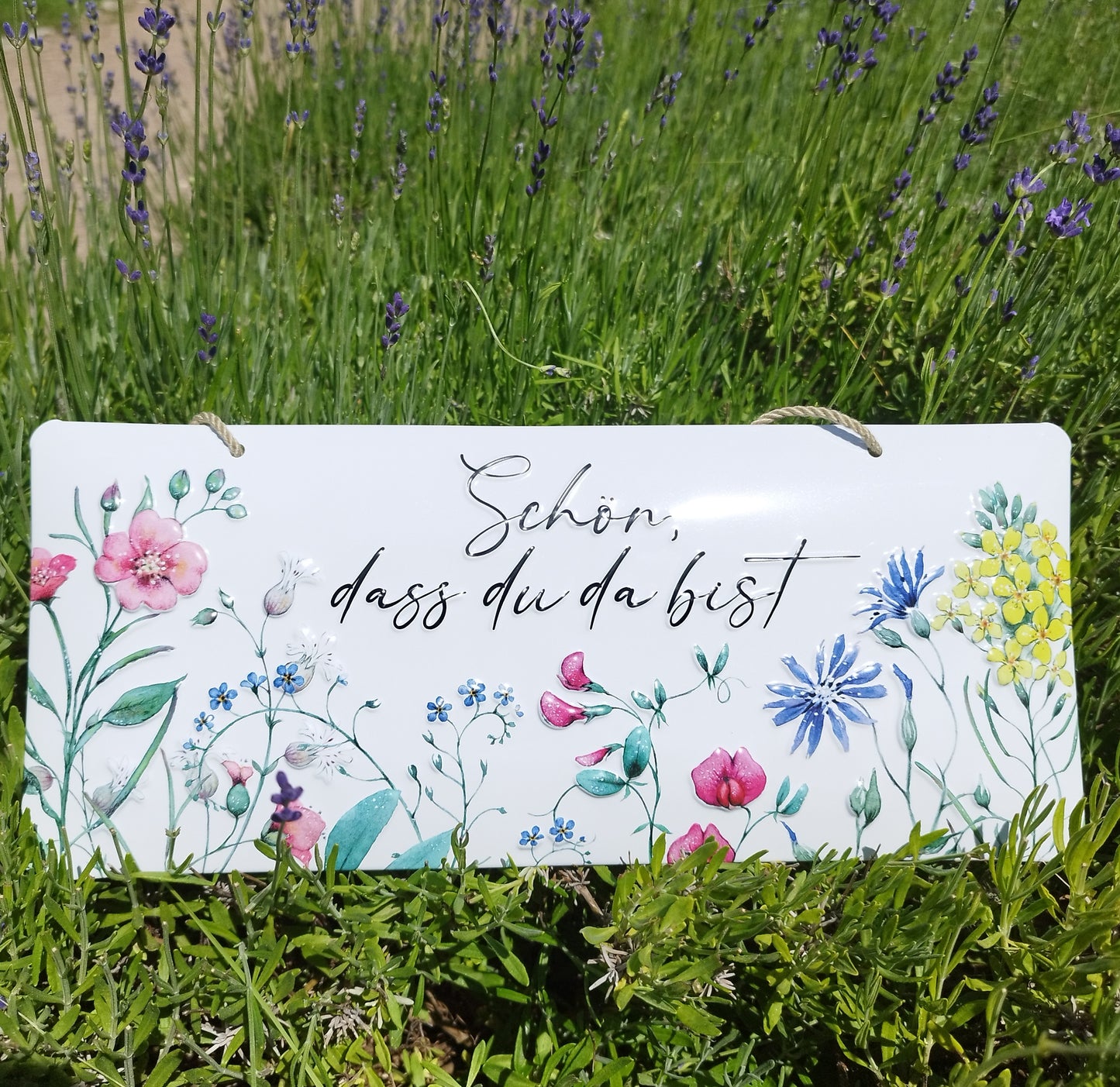 Blechschild "Schön, dass du da bist"