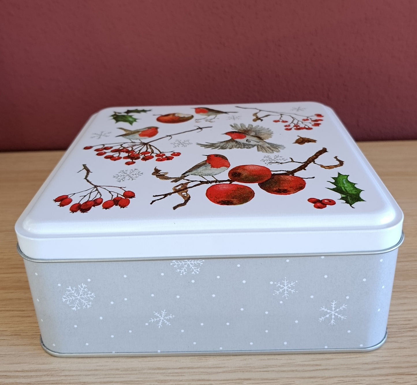Metall-Dose „Rotkehlchen & Winteräpfel“