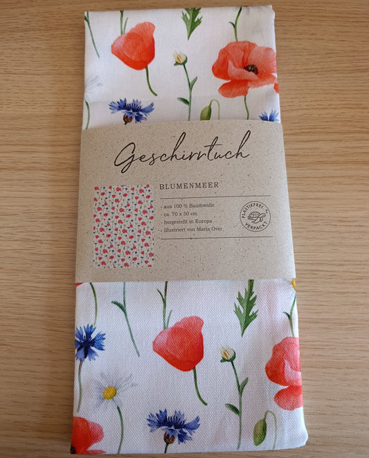 Geschirrtuch „Blumenmeer“ – Mohn, Kornblume & Margerite
