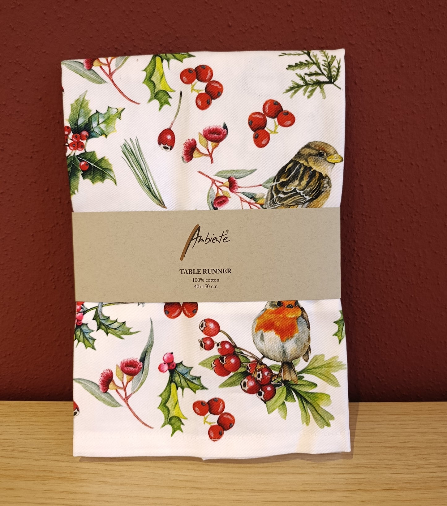 Tischläufer „Wintervögel Beeren“