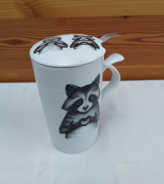 Kräuterteetasse, 3-teilig Faultier und Waschbär